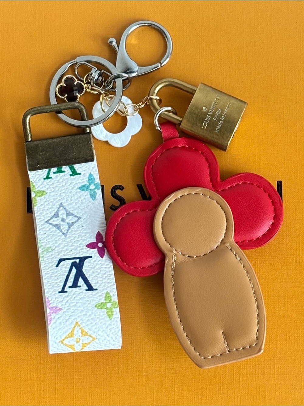 Louis Vuitton Brass Lock #342, Bag Charm,Vivienne Flower Body,Key Chain, 7.25 in - Picture 3 of 5